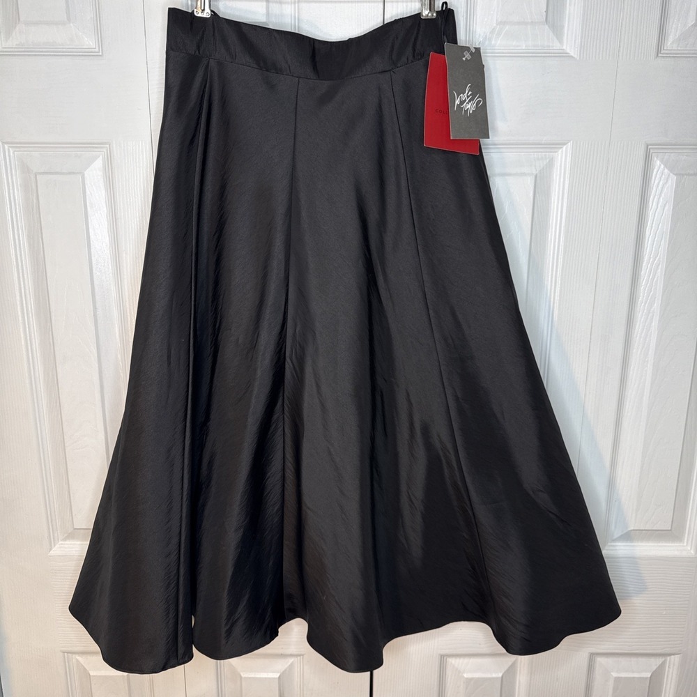 JS‎ Collections Black Metallic Sheen Full Maxi Skirt Formal Evening Gown Size 8